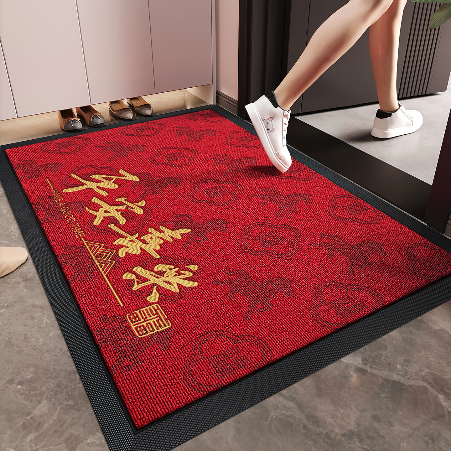 红色高级感入户门地垫马年玄关大门口脚垫子防滑除尘耐脏耐磨地毯,居家布艺,入户地垫,淘宝优惠券,粉丝福利购,淘宝优惠卷