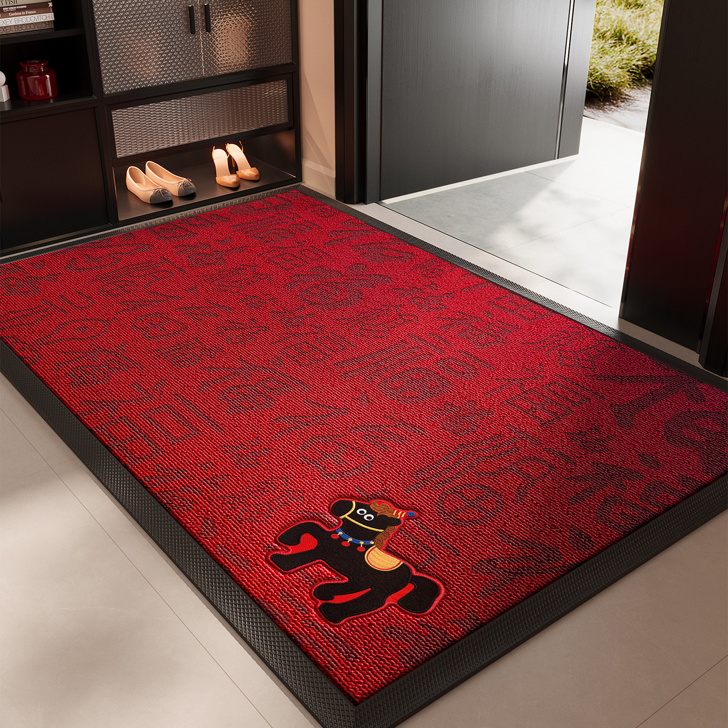 红色高级感入户门地垫玄关大门口防滑除尘耐脏耐磨地毯马年脚垫子,居家布艺,入户地垫,淘宝优惠券,粉丝福利购,淘宝优惠卷