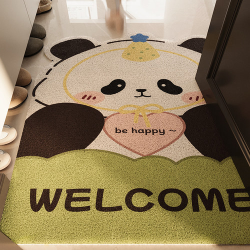 入户门地垫丝圈卡通防滑脚垫玄关耐脏除尘地毯进门门垫家用可裁剪