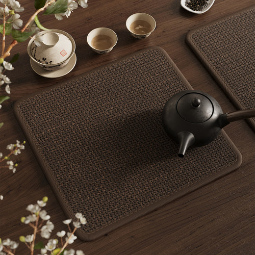 中式简约茶席垫方形茶桌布茶具高级感2026新款仿编织亚麻吸水桌垫