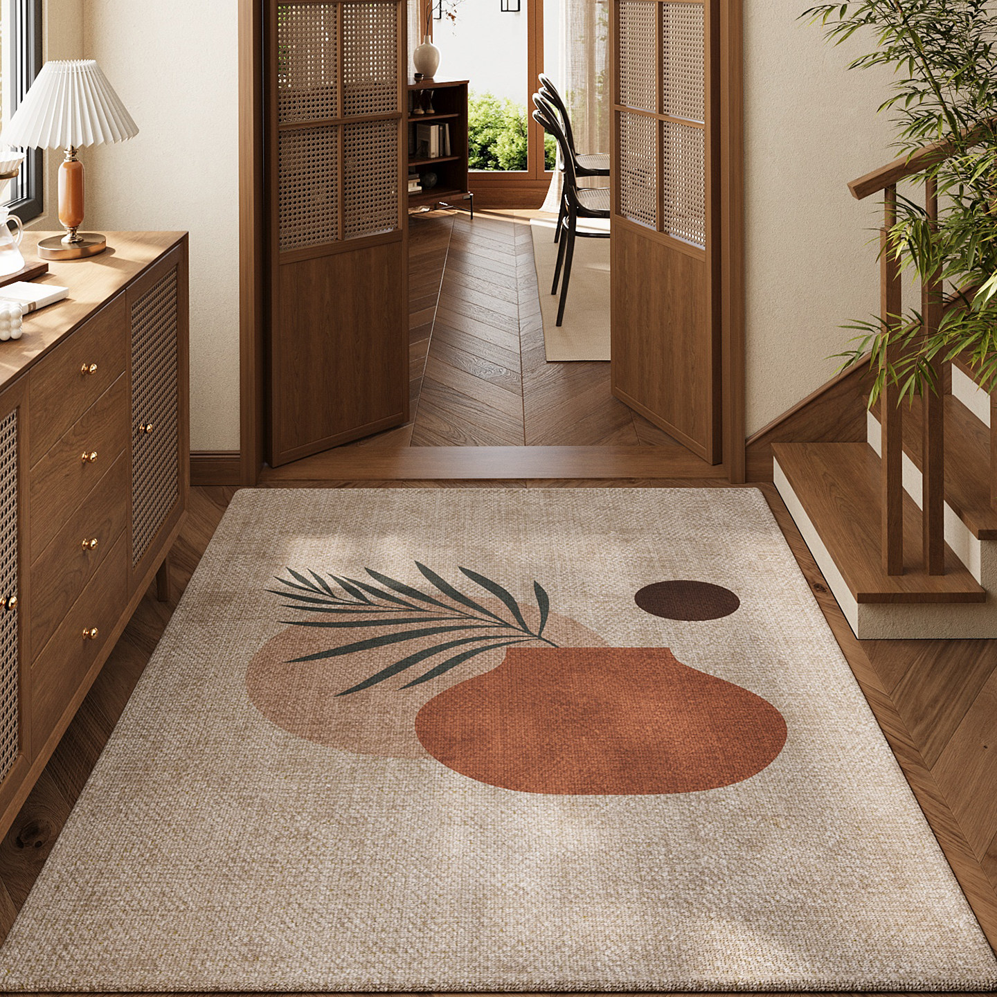 入户门地垫侘寂风玄关进门防滑脚垫耐脏地毯高级感可裁剪门垫定制