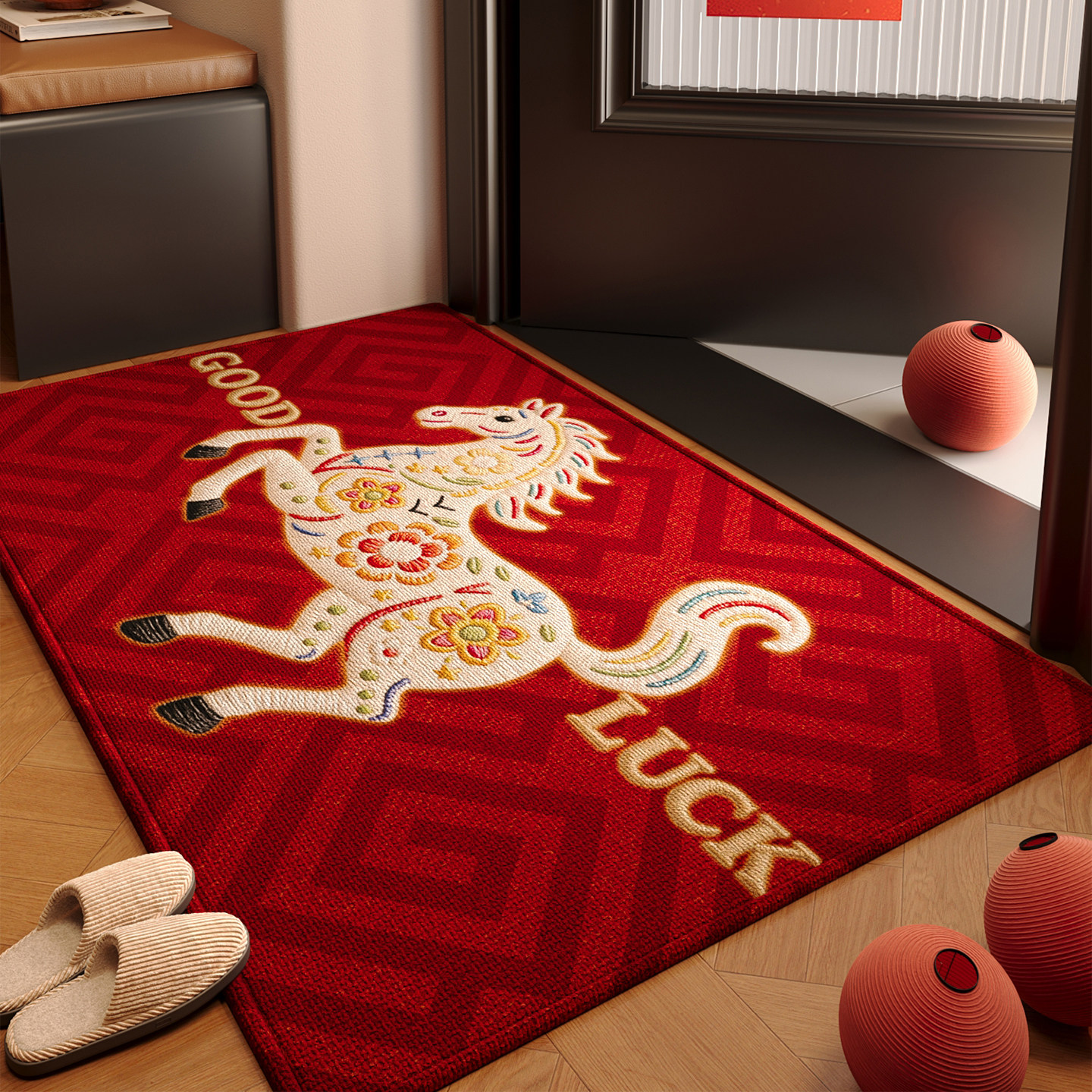 入户门地垫玄关门口进门防滑脚垫红色耐脏除尘免洗可裁剪地毯门垫,居家布艺,入户地垫,淘宝优惠券,粉丝福利购,淘宝优惠卷
