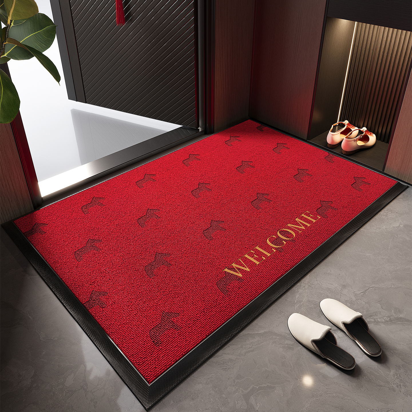 红色入户门地垫高端喜庆防滑脚垫
