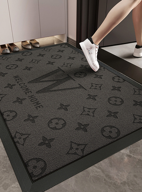 轻奢入户门地垫灰色耐脏防滑脚垫家用玄关地毯高端大门口除尘门垫