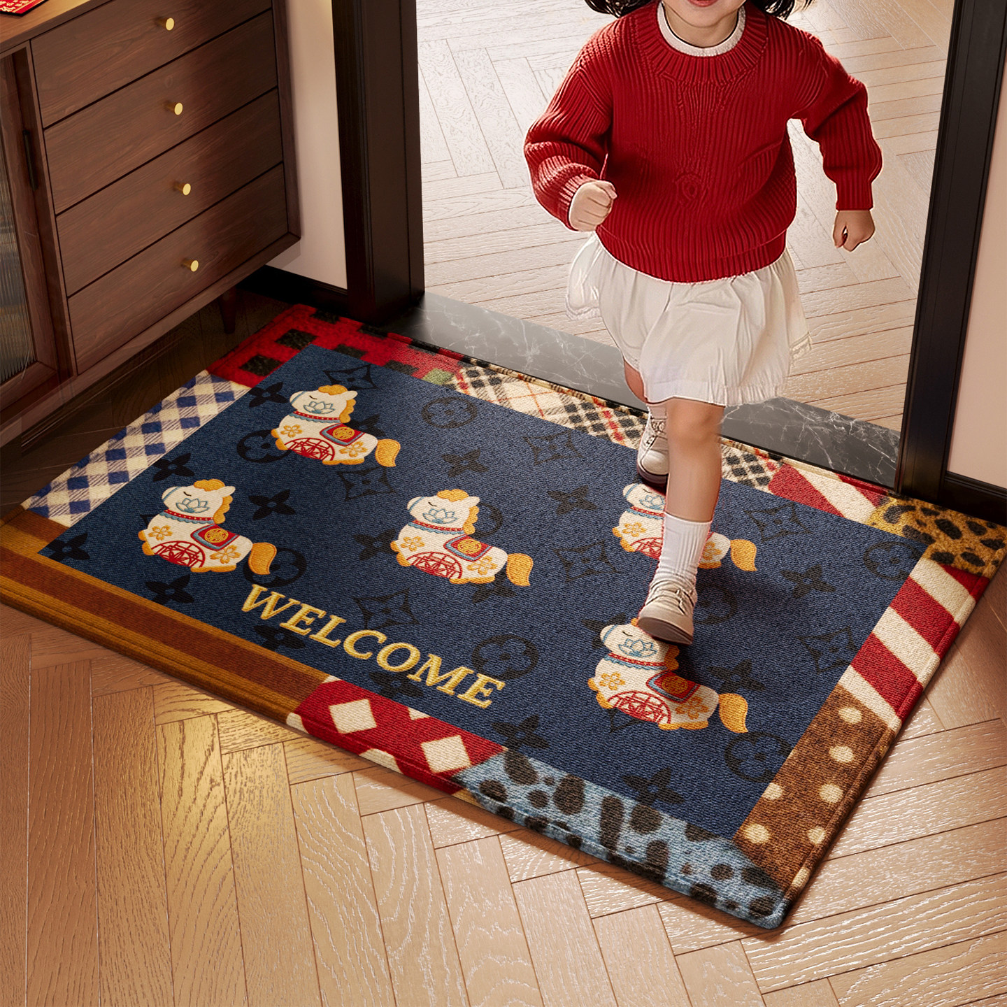 2026新款防滑脚垫喜庆玄关入户门地垫新年耐脏耐磨除尘高级感地毯,居家布艺,入户地垫,淘宝优惠券,粉丝福利购,淘宝优惠卷