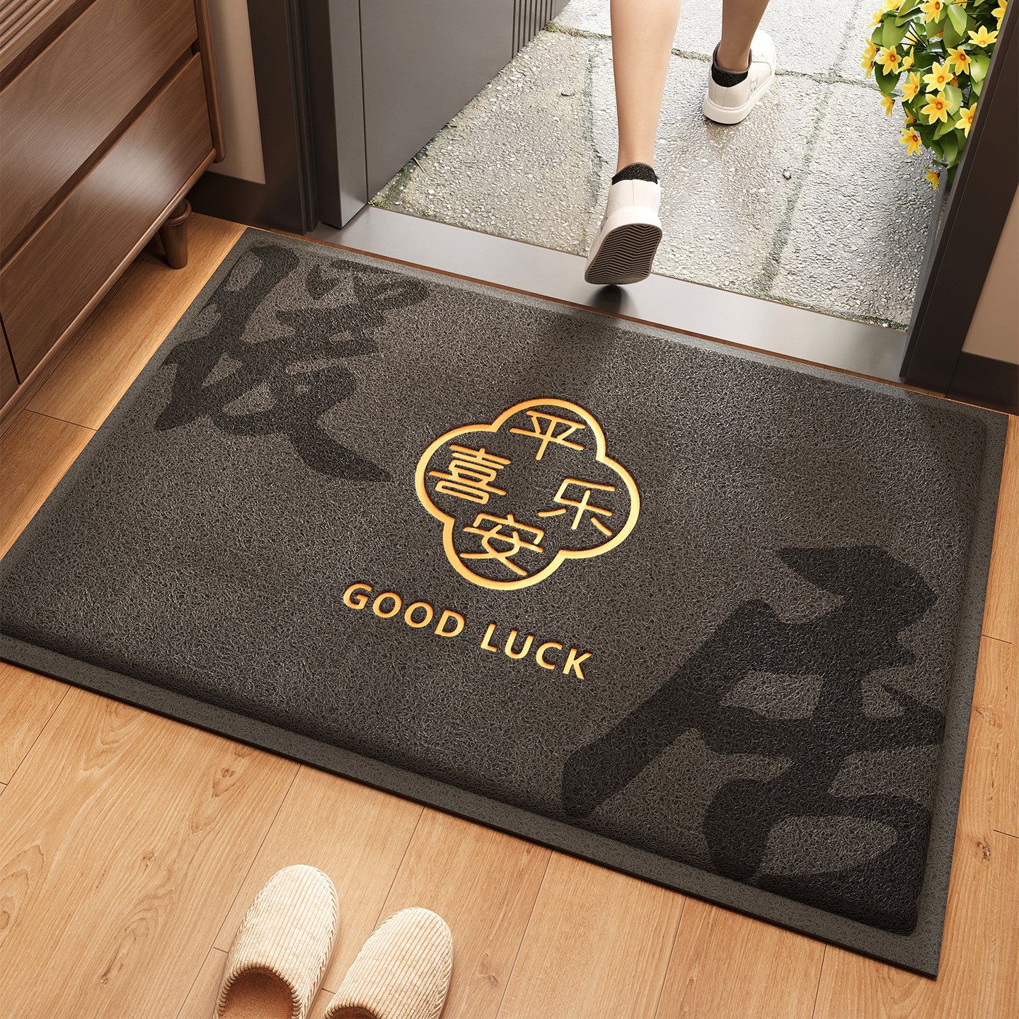 玄关防滑脚垫入户门地垫灰色丝圈压花大门口进门耐脏耐磨免洗门垫,居家布艺,入户地垫,淘宝优惠券,粉丝福利购,淘宝优惠卷