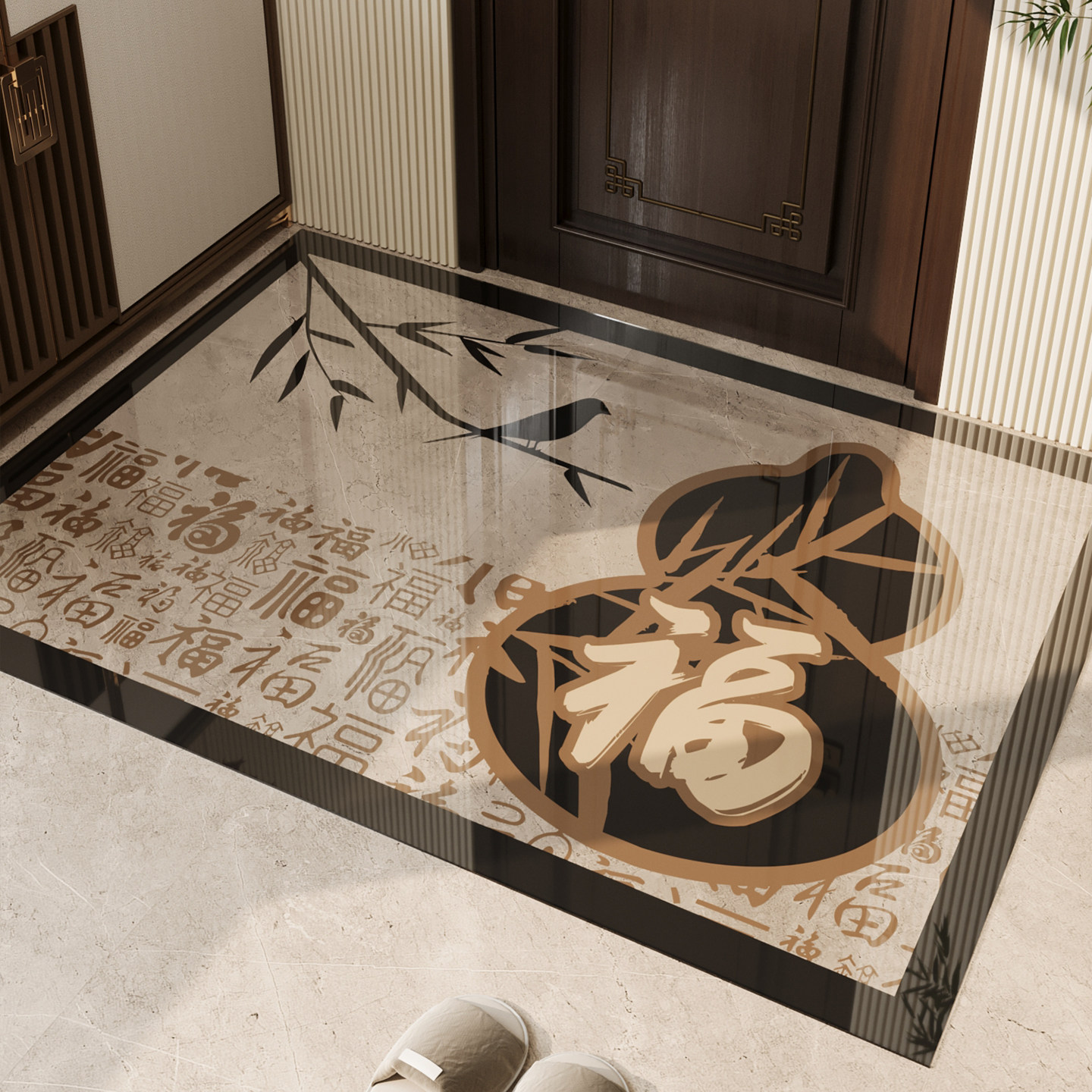 新中式入户门地垫玄关防滑脚垫防水除尘耐脏免洗地毯家用定制门垫,居家布艺,入户地垫,淘宝优惠券,粉丝福利购,淘宝优惠卷