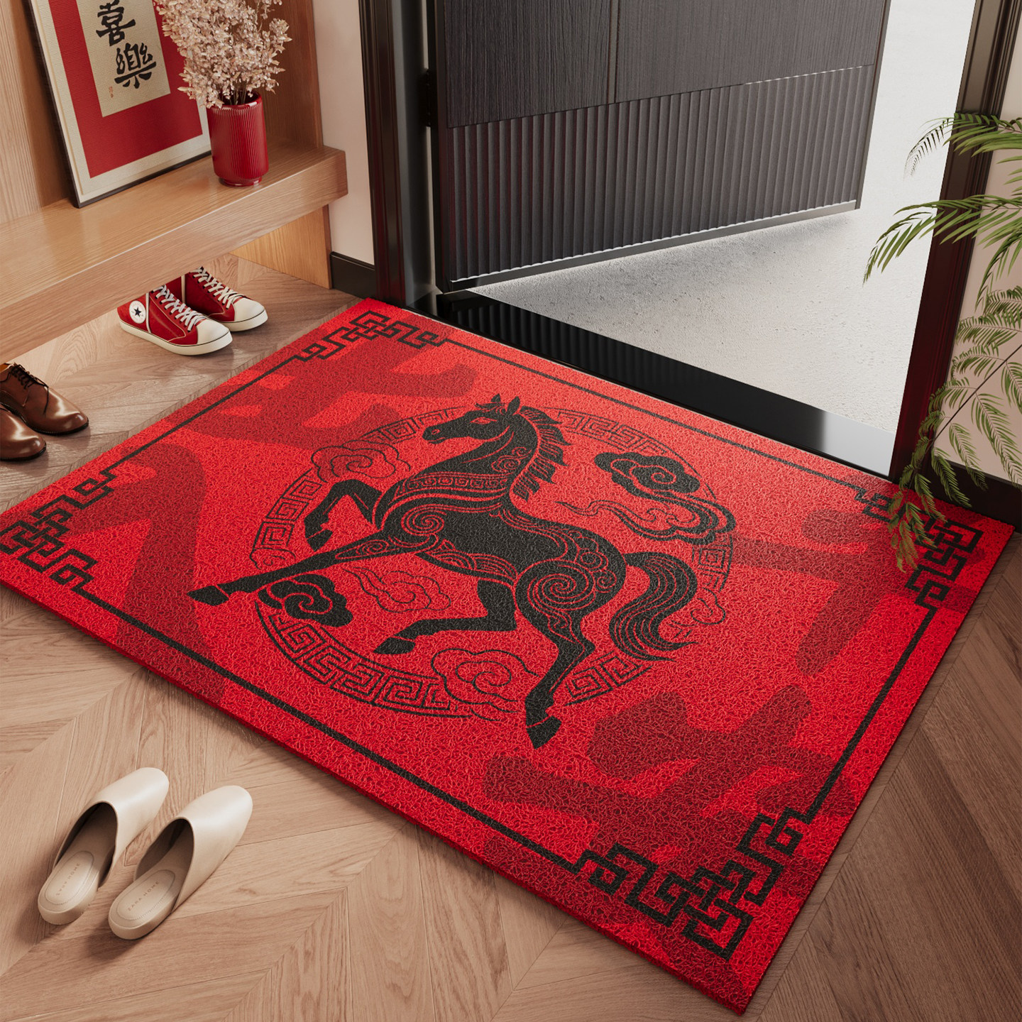 红色入户门地垫喜庆门垫子防滑脚垫丝圈耐脏耐磨除尘免洗地毯定制,居家布艺,入户地垫,淘宝优惠券,粉丝福利购,淘宝优惠卷