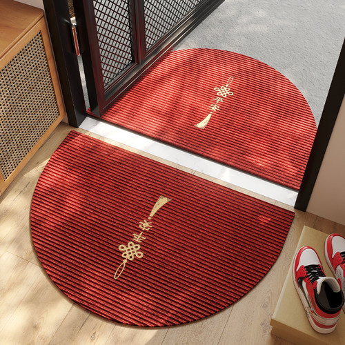 入户门地垫半圆红色高端刺绣防滑脚垫耐脏免洗除尘门垫大门口地毯