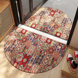 民族风入户门地垫耐脏除尘半圆形地毯大门口进门脚垫玄关室内防滑