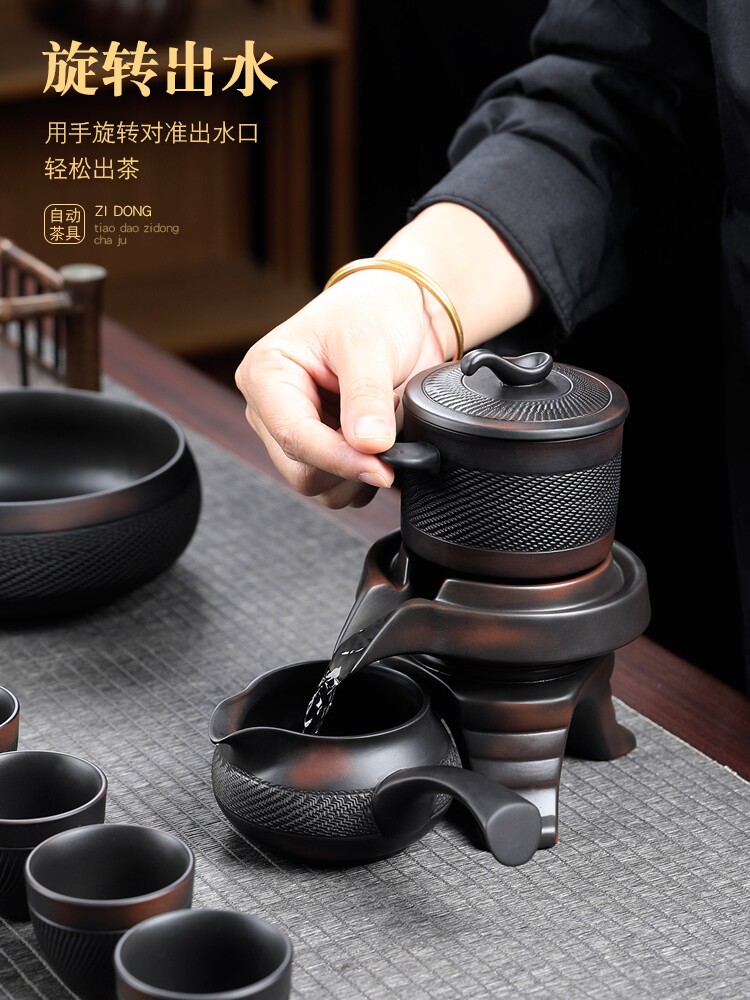 紫陶功夫茶具家用茶杯磨石茶具懒防烫原装矿物紫砂茶壶新款式