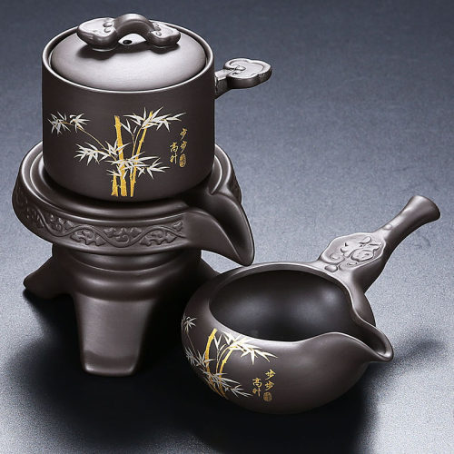 紫砂石磨自动懒人泡茶神器旋转泡茶壶公道杯功夫茶具套装2025新款