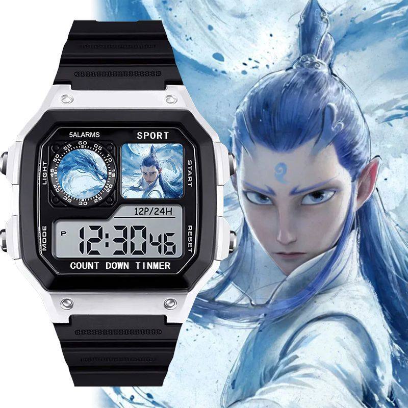 二次元哪吒敖丙儿童手表动漫周边防水防摔智能电子计时手表有闹钟