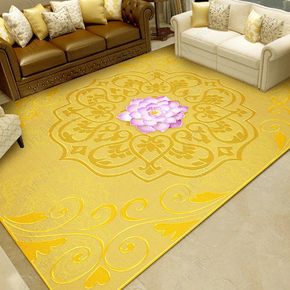 莲花地毯3d地毯客厅茶几垫佛堂地垫卧室家用脚垫免洗地毯走廊垫可