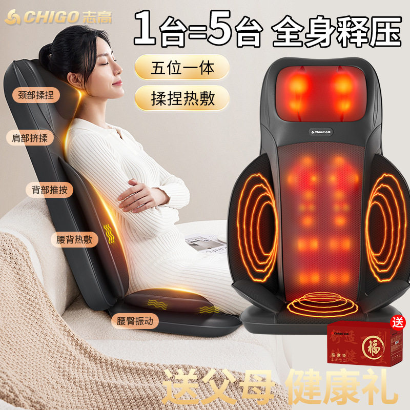 志高按摩椅家用腰背肩颈椎多功能全身揉捏加热按摩坐垫靠垫AM09