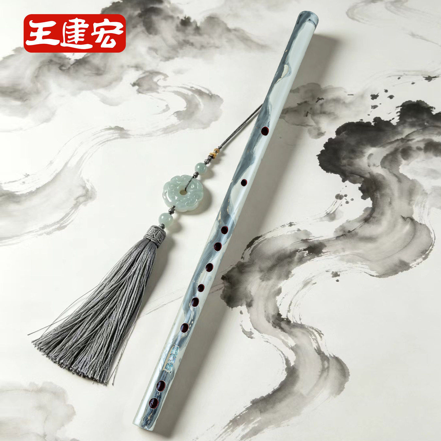 王建宏裱布大漆笛子水墨兰亭