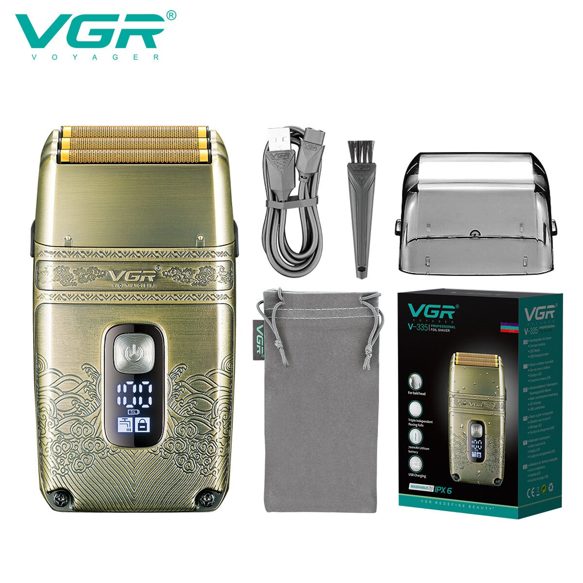 VGR335高端往复式三刀头剃须刀增