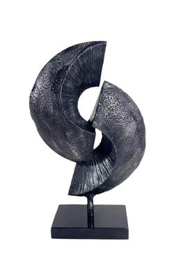 北欧轻奢大理石金属半月牙雕塑摆件客厅玄关书房电视柜家居装饰品