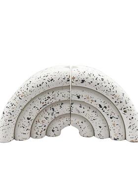 现代北欧水磨石烛台餐厅厨房浪漫烛台书房书档装饰摆件