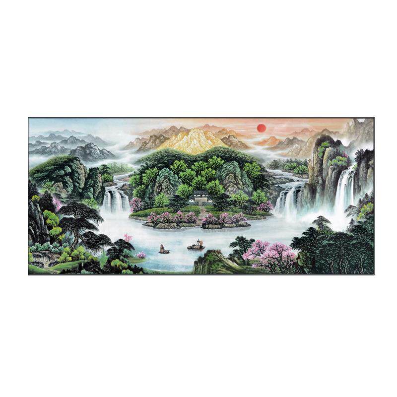 聚宝盆大尺寸山水画办公室字画风景挂画国画沙发客厅背景墙装饰画