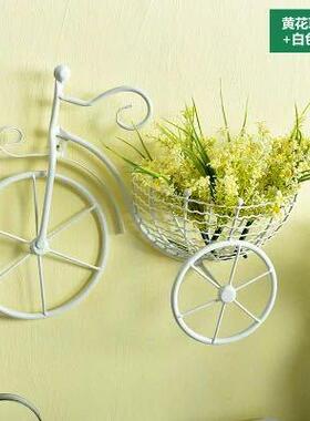 创意自行车欧式铁艺壁饰壁挂花架花篮客厅阳台墙上悬挂花篮装饰品