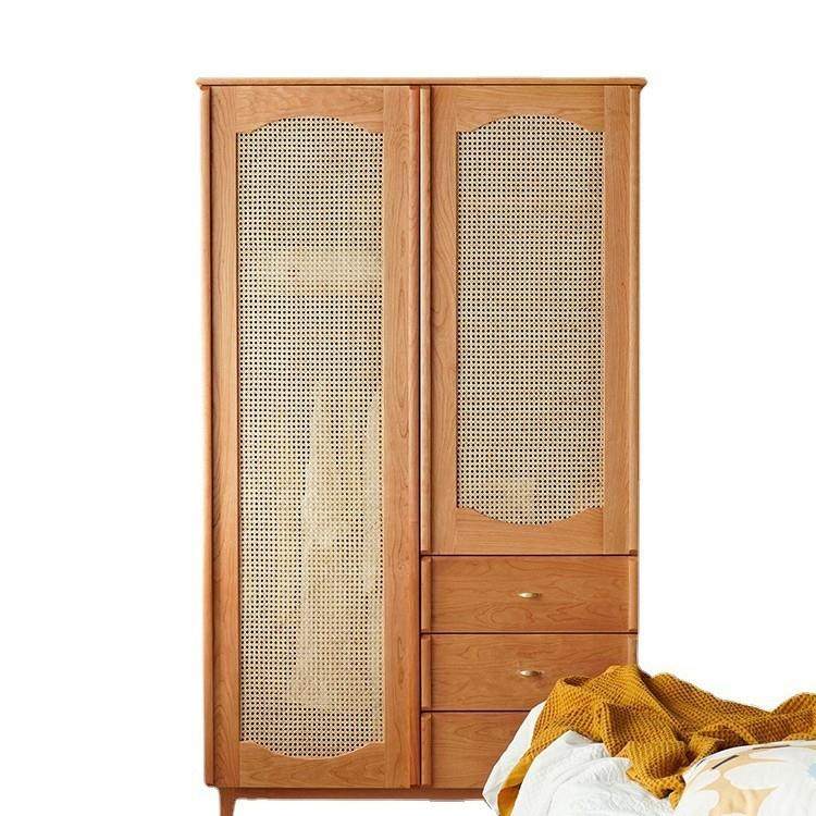 日式实木衣柜小户型置物衣橱多功能藤编储物柜卧室四季衣物收纳柜,住宅家具,独立衣柜,淘宝优惠券,粉丝福利购,淘宝优惠卷