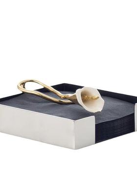 北欧简约餐巾纸收纳盒轻奢纸巾盒酒店餐厅商用定点方形盒子工艺品