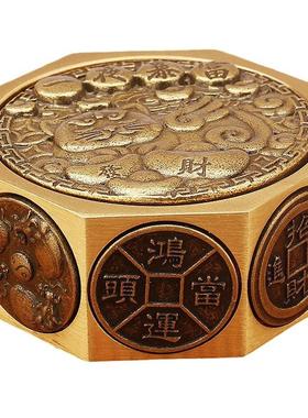 纯铜八面转手把件男士老人解压一夜暴富进宝铜制品礼黄铜摆件