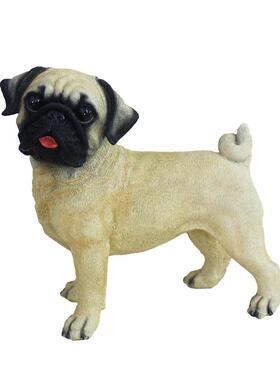 狗狗公仔仿真巴哥犬模型客厅家居装饰树脂工艺品假狗摆设动物摆件