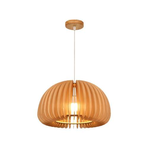 餐厅吊灯日式原木风灯具现代简约卧室餐桌饭厅南瓜灯L271