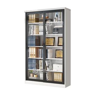 玻璃门文件柜钥匙锁钢制推拉移门防尘展示书柜办公室档案柜储物柜