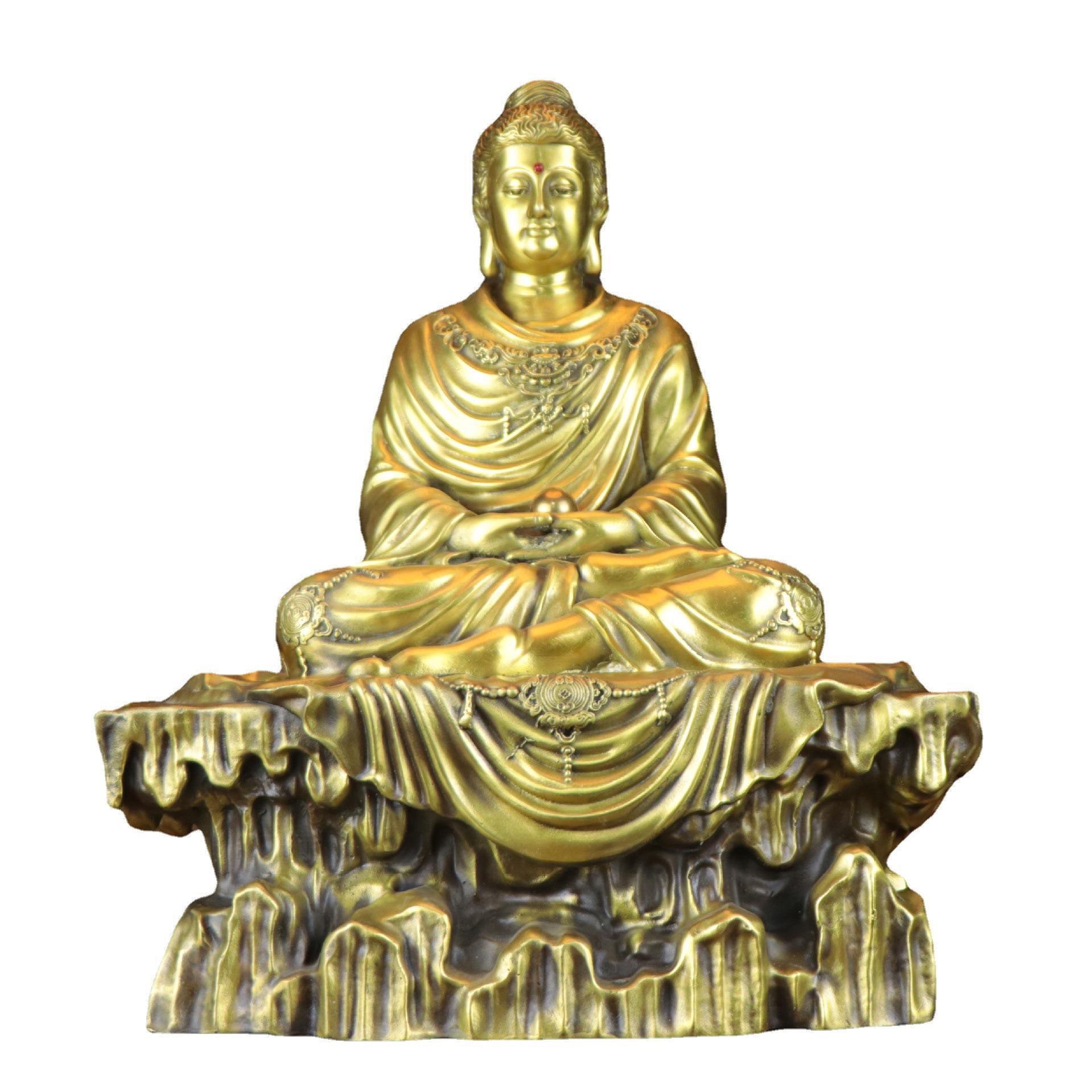 黄铜释迦摩尼大日如来佛祖佛像家用供奉黄铜摆件坐山释迦佛