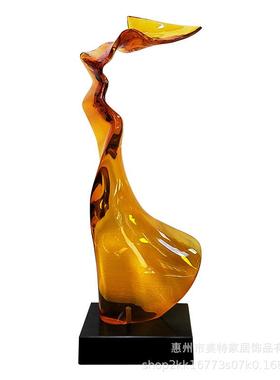 现代酒店抽象雕塑透明树脂摆件别墅客厅玄关酒柜电视柜旁装饰艺术