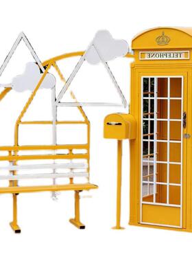 铁艺电话圣诞节美陈户外英伦风亭软装装饰广场户外摆件道具