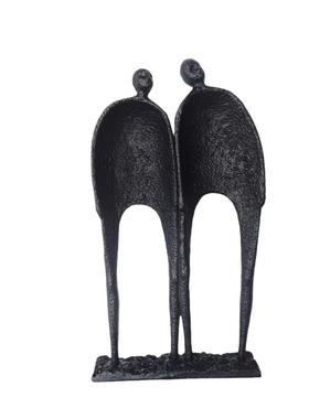 新中式铸铁双人组人物摆件样板房电视柜卧室书房桌面玄关软装饰品