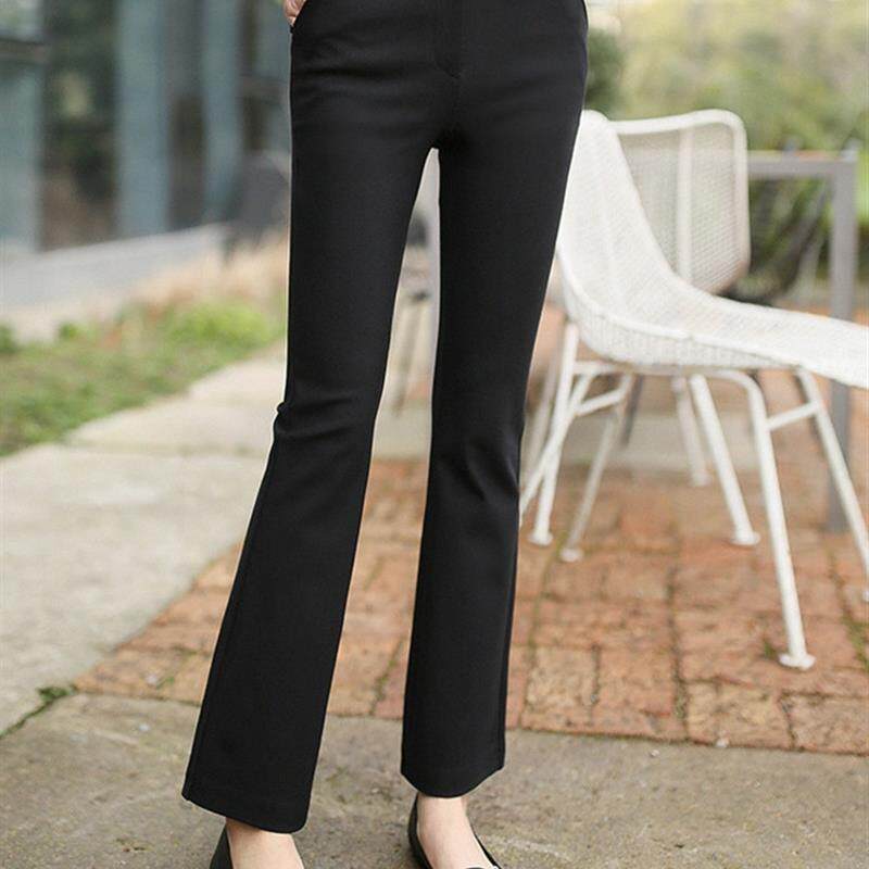 黑色微喇叭裤女九分2024新款高腰垂感秋冬显瘦休闲直筒阔腿西装裤