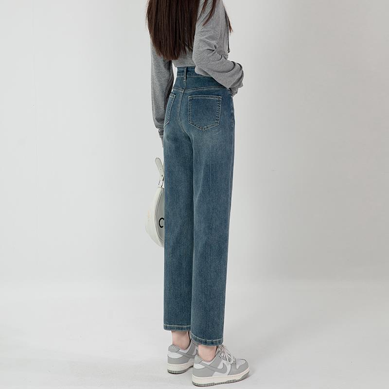 直筒牛仔裤女秋冬小个子烟管身材法棍裤今年新款流行复古黑色冬季