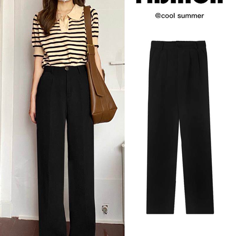 高腰垂感阔腿西装裤女春秋2025新款窄版小个子高级感休闲直筒裤冬