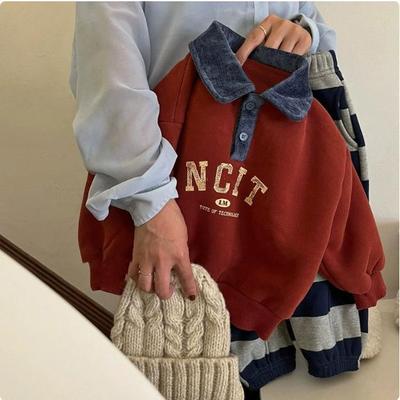韩国痞帅童装男童加绒卫衣秋冬季