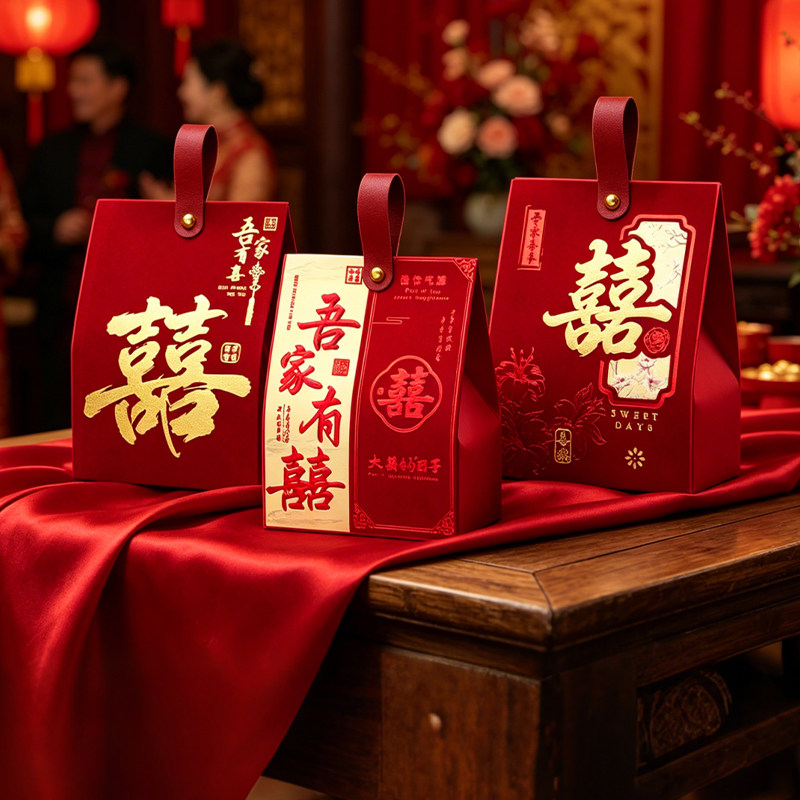 结婚喜糖盒高档植绒糖果包装盒2026新款订婚礼回礼包糖纸盒子空盒