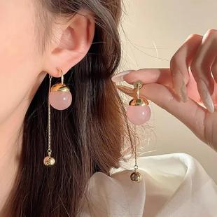 流苏长款耳坠适合圆脸的耳环2025年新款潮网红气质珍珠银针耳饰女