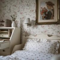 Country-style American small floral high-end background wallpaper, French small rose bedroom, living room, homestay, girl's room wall fabric thumbnail 4
