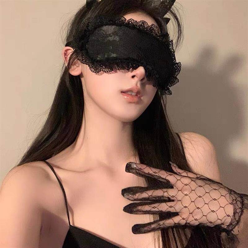 黑色蕾丝眼罩情调禁欲系蒙眼丝带遮眼布条眼纱女化妆舞会半脸面具