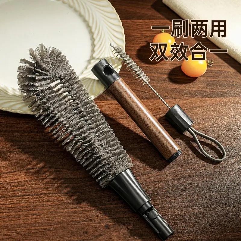 二合一胡桃木纹杯刷清洁刷