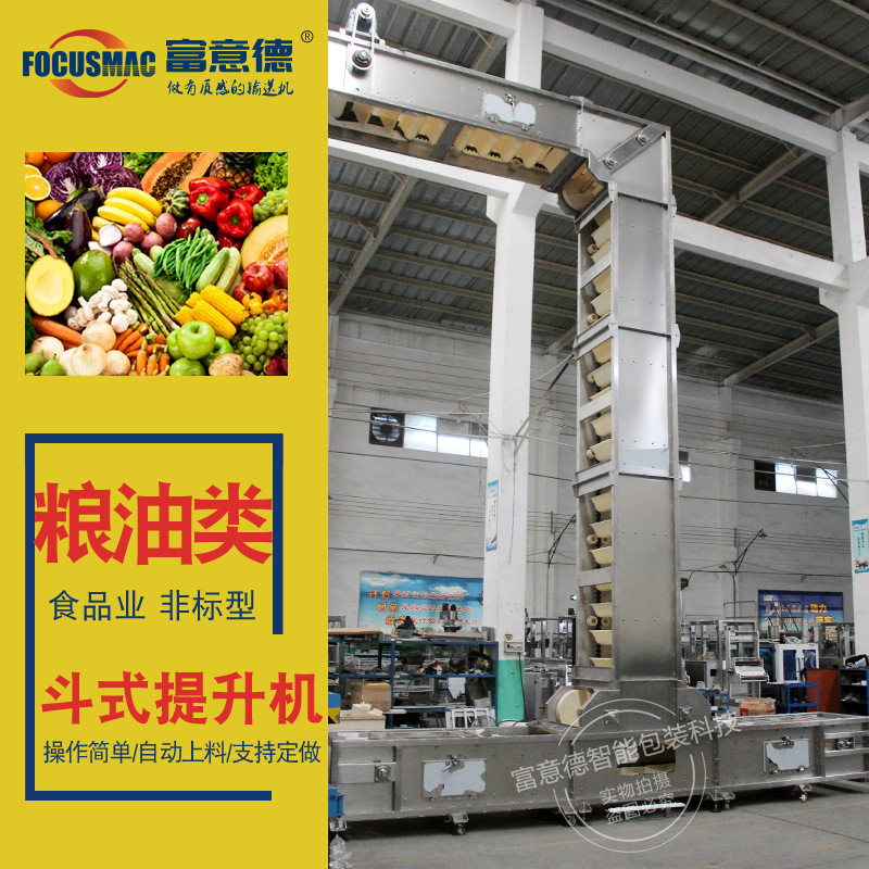 加工定制高产量橡胶链条提升机 五谷杂粮食品钟摆型斗式提升机