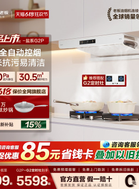 【旗舰新品】老板盐系G2P白色抽油烟机超薄大吸力燃气灶套装正品