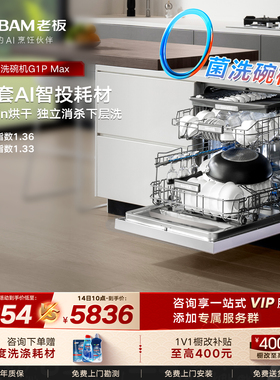 老板洗碗机盐系G1PMax家用全自动17/21套大容量嵌入式消毒柜一体