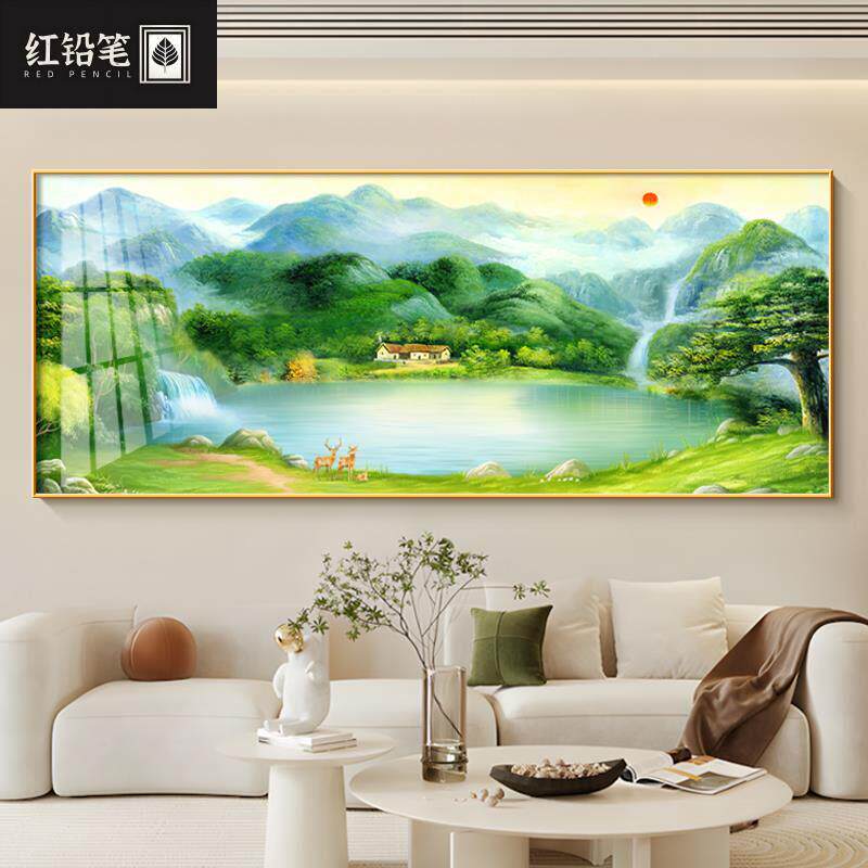 聚宝盆山水画新中式国画山水风景中堂挂画2025新款旭日东升装饰画