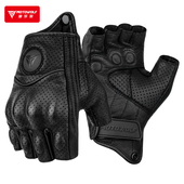 摩多狼摩托车骑行半指手套夏季 备骑士真皮男女 防摔透气赛车机车装