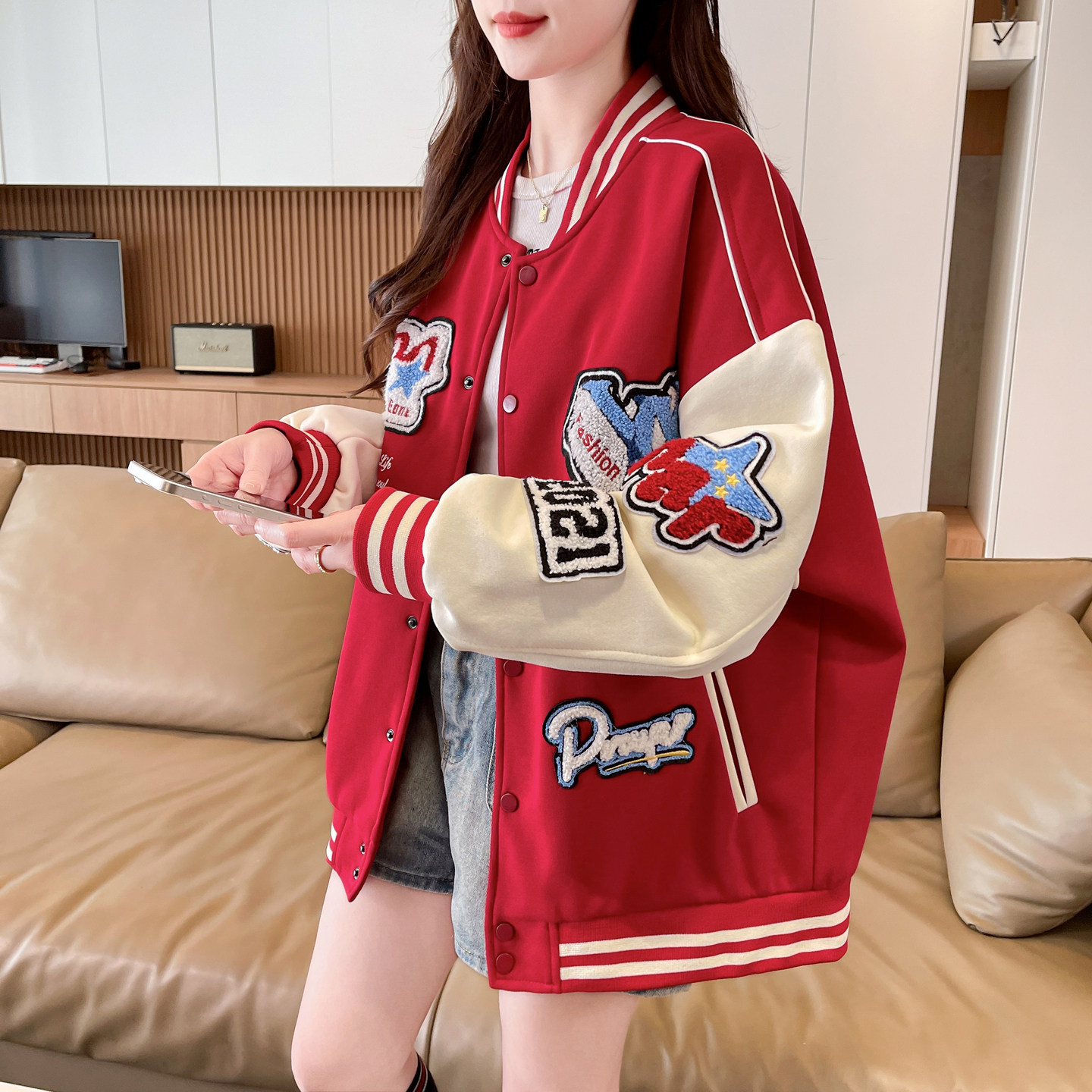 夹棉棒球服外套女秋冬2026新款